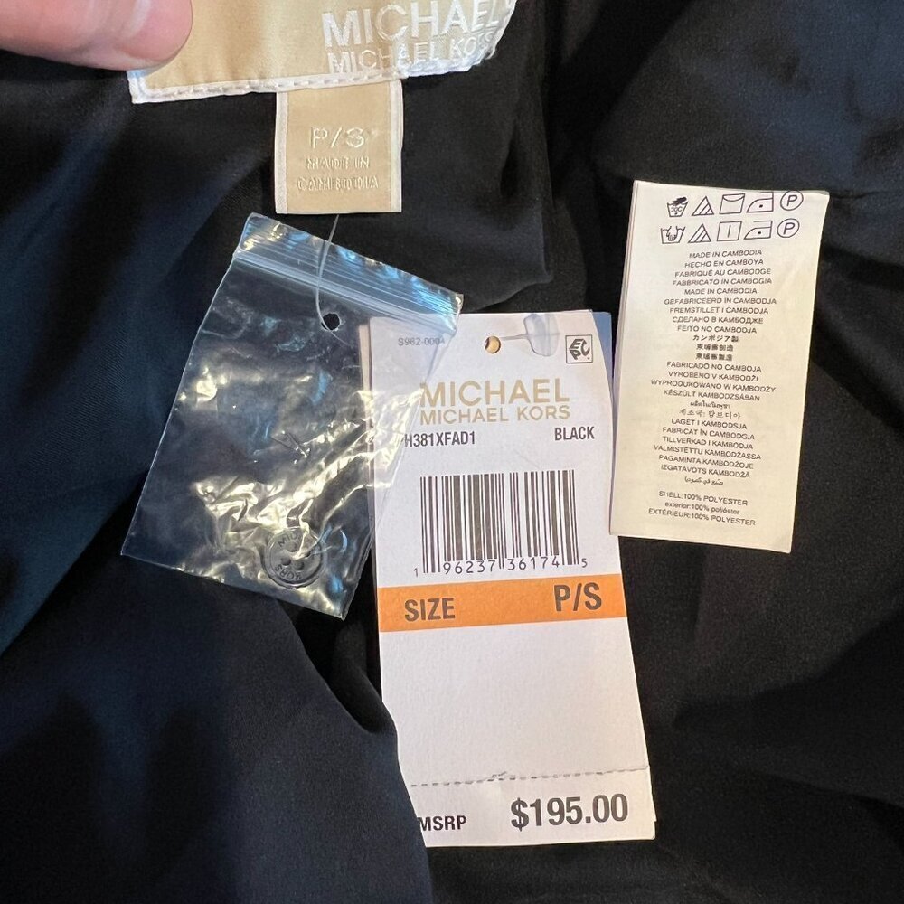 Michael Michael Kors Black Sequin V-Neck Long Sleeve Mini Dress Shimmer Party PS - Picture 8 of 10
